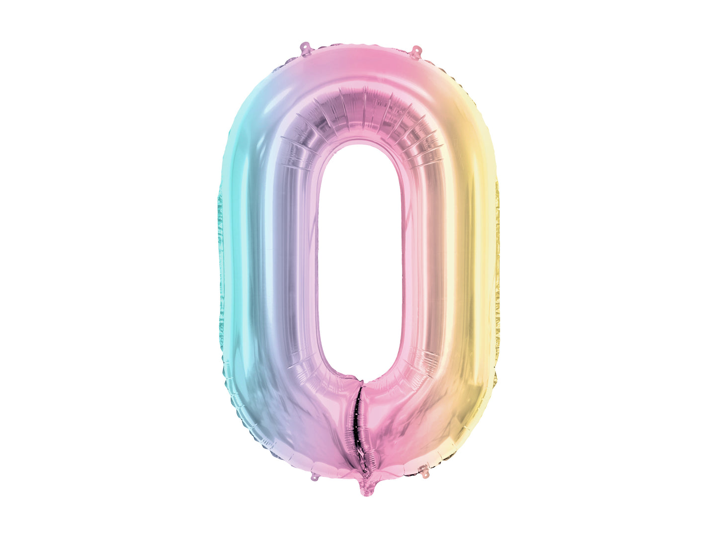 Folienballon Ziffer 0, 86cm, Pastell-Regenbogen