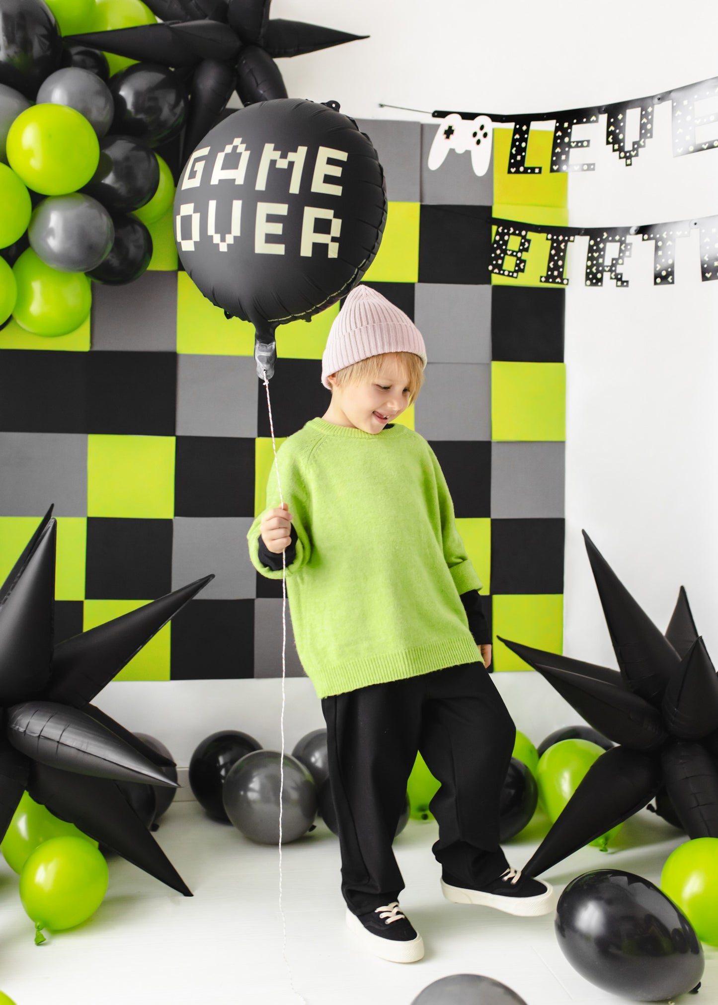 Folienballon Game over, 45 cm, Schwarz