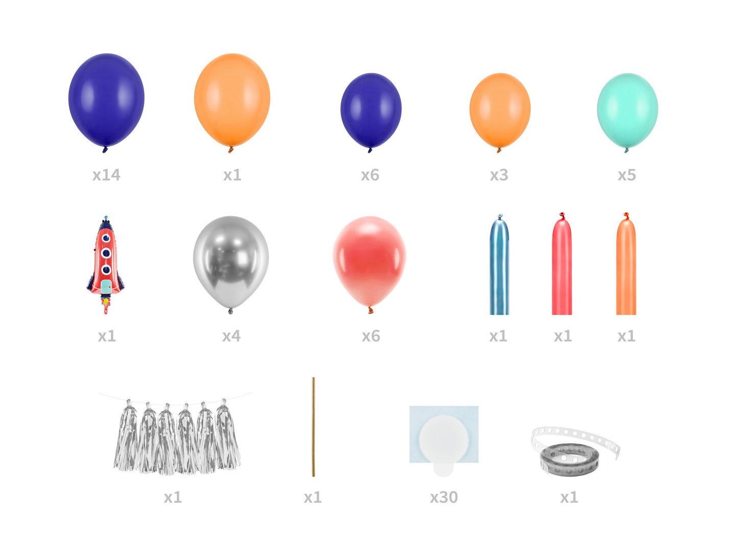 Ballongirlande - Rakete, Mix, 154x130cm