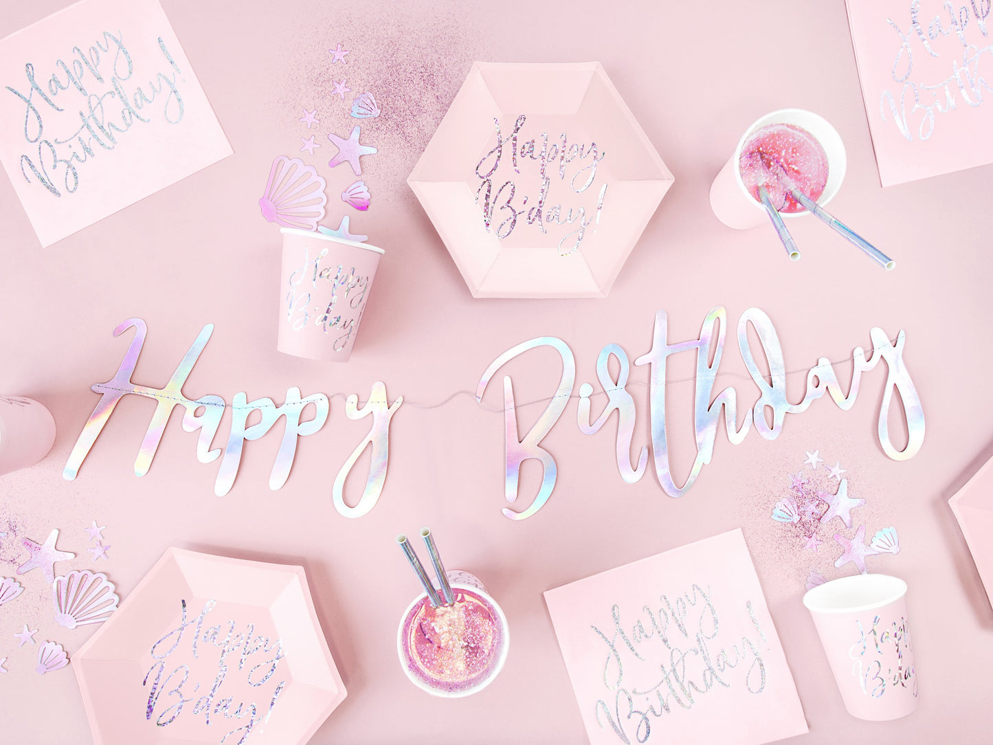 Banner Happy Birthday, schillernd, 16,5x62cm