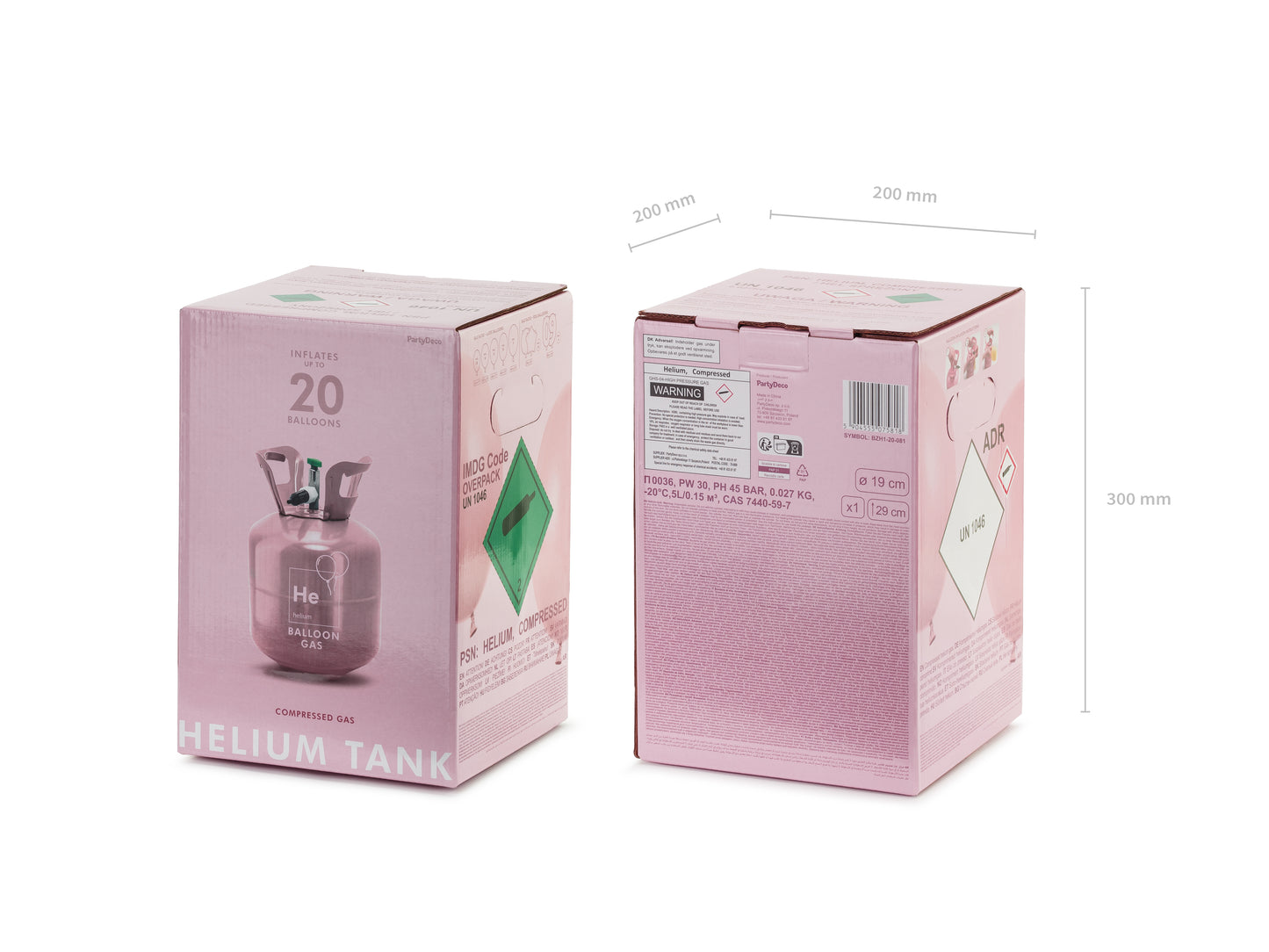 Flasche mit Helium für bis zu 20 Ballons Hellrosa