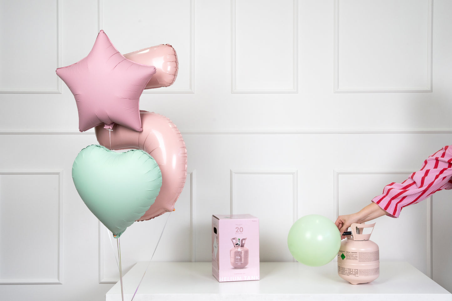 Flasche mit Helium für bis zu 20 Ballons Hellrosa