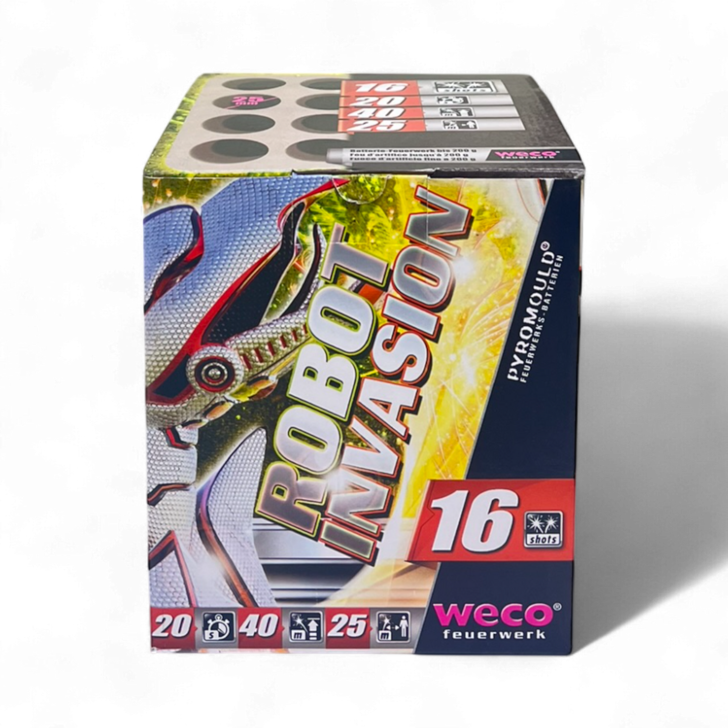 Robot Invasion Batterie – mehrschüssige Feuerwerksbatterie für Shows