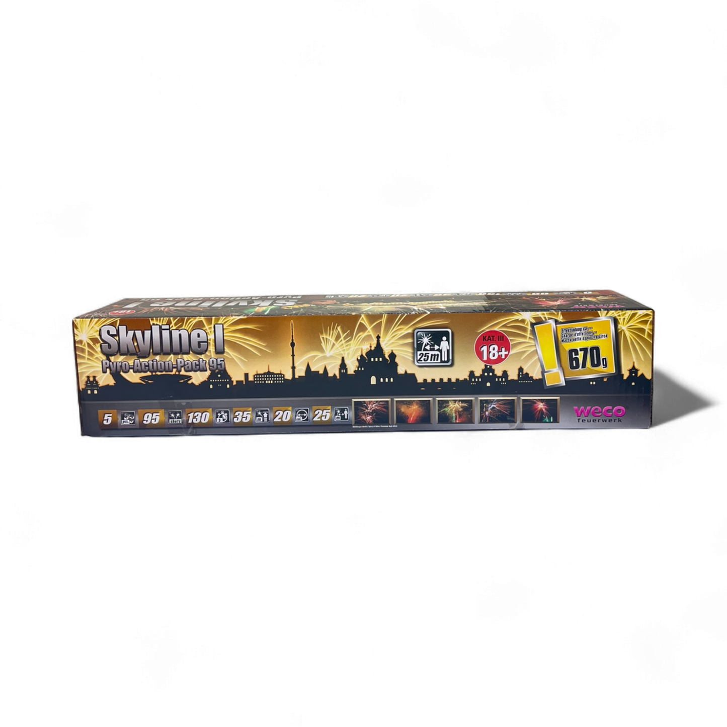 Skyline I Batterie, Pyro-Action-Pack – mehrschüssige Feuerwerksbatterie für Shows