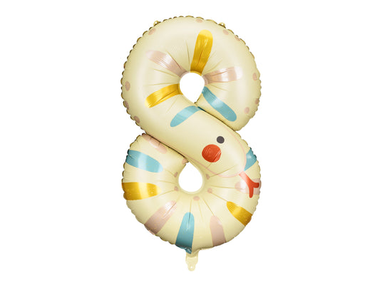 Ballon en aluminium numéro 8 - serpent, 51 x 86 cm, assorti