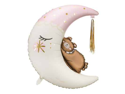 Folienballon Teddybär auf dem Mond, 80x98 cm, Mix