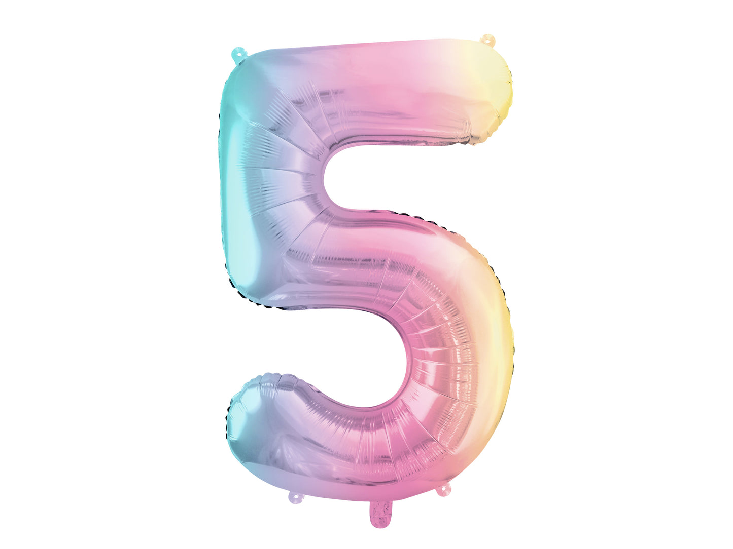Folienballon Ziffer 5, 86cm, Pastell-Regenbogen