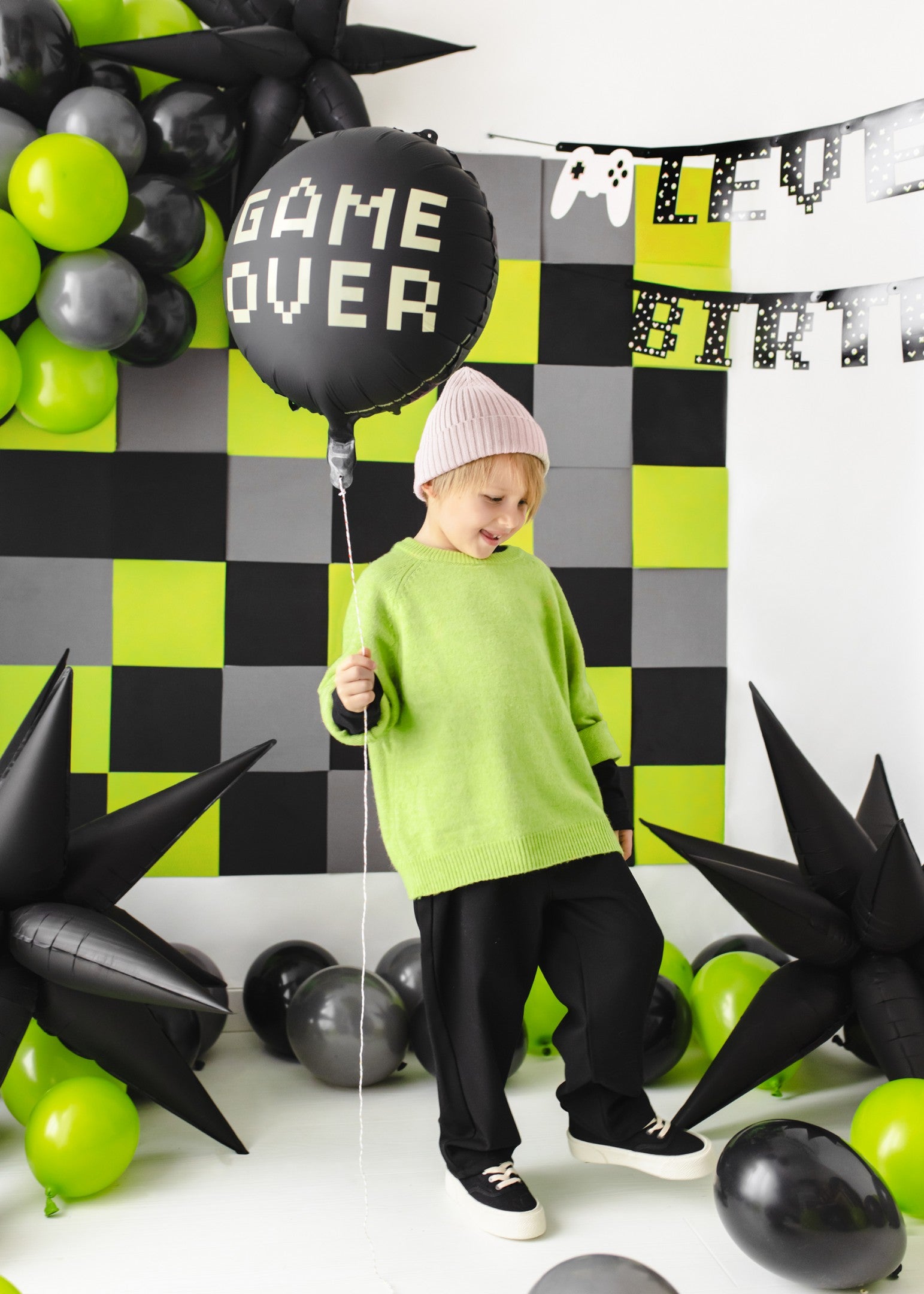 Folienballon Game over, 45 cm, Schwarz