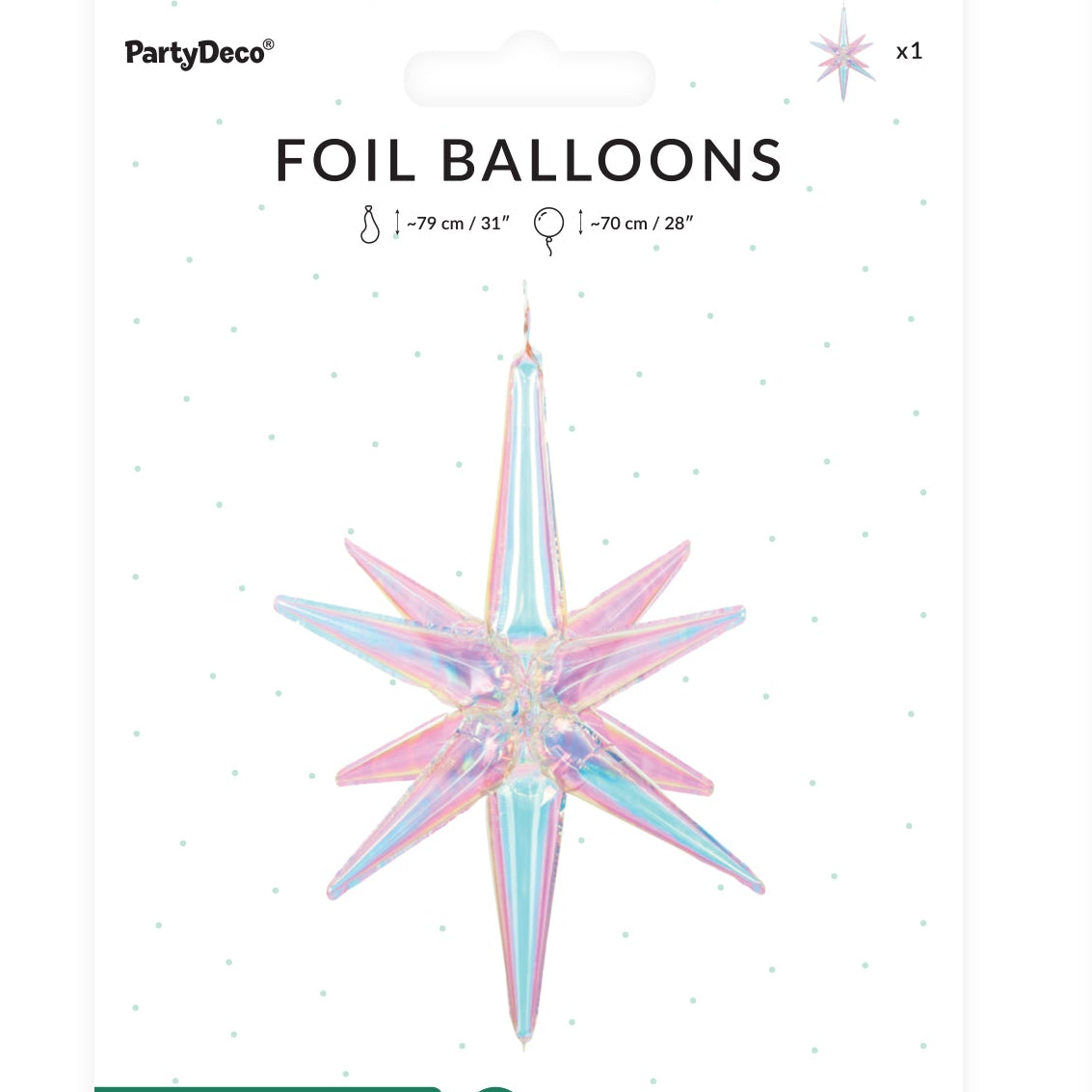 3D Folienballon Stern, 70cm, Irisierend