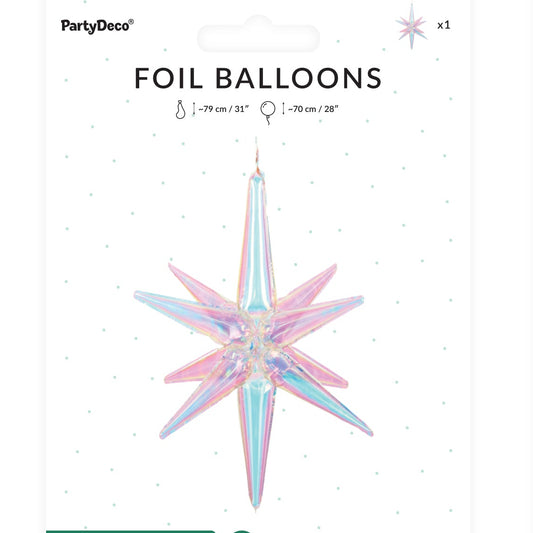 3D Folienballon Stern, 70cm, Irisierend