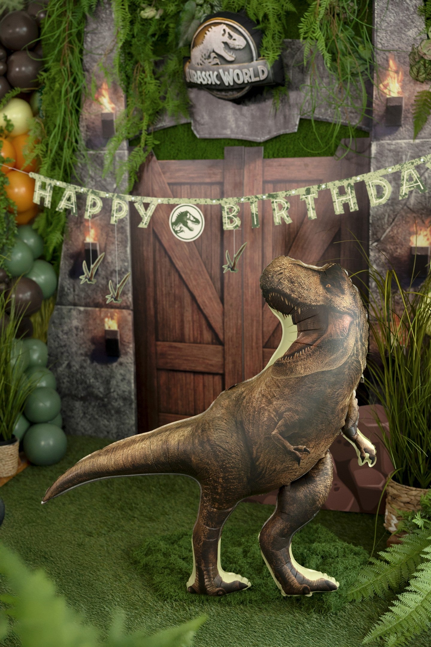 Folienballon Jurassic World T-Rex, 92x98 cm, braun
