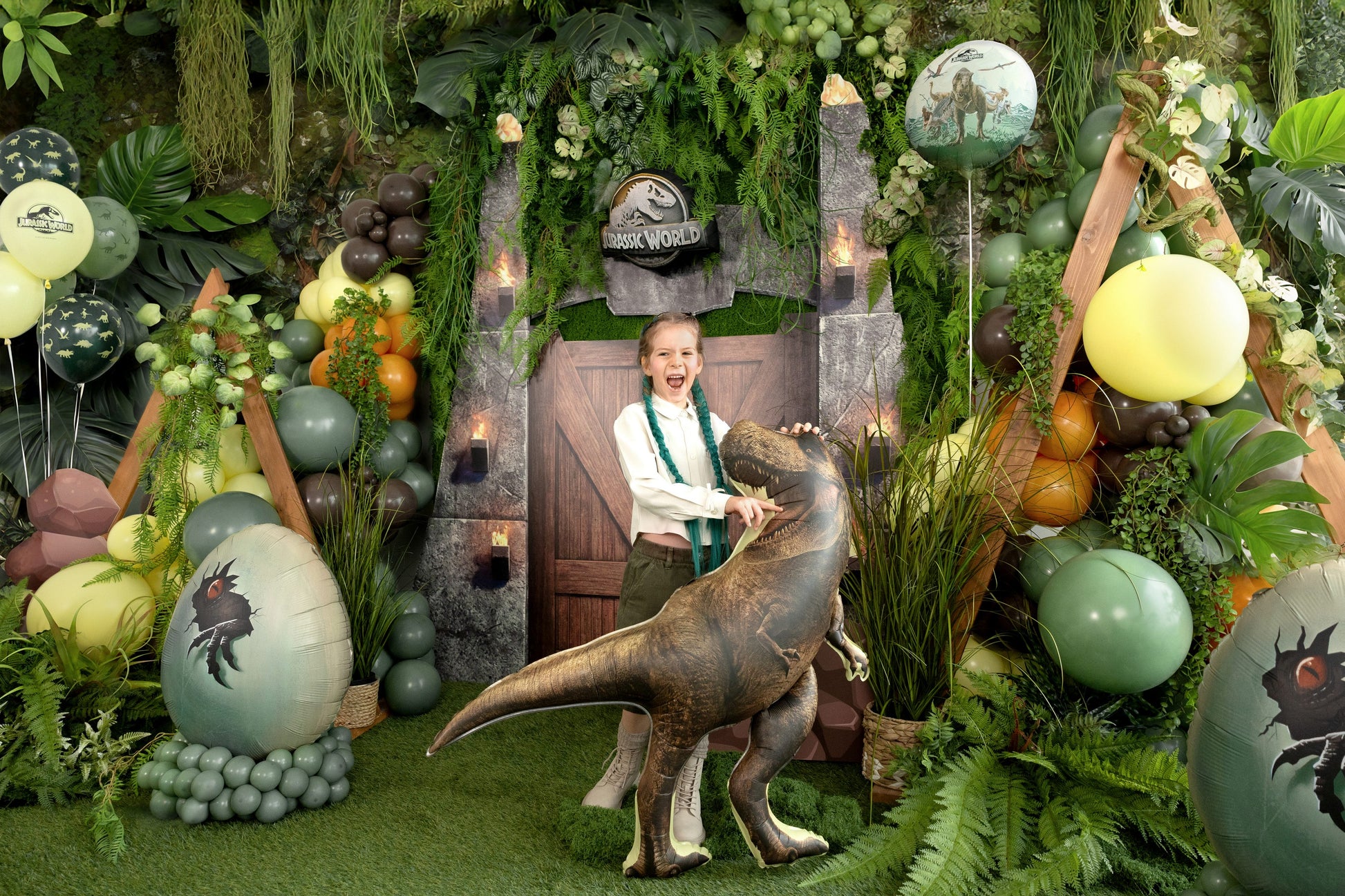Folienballon Jurassic World T-Rex, 92x98 cm, braun