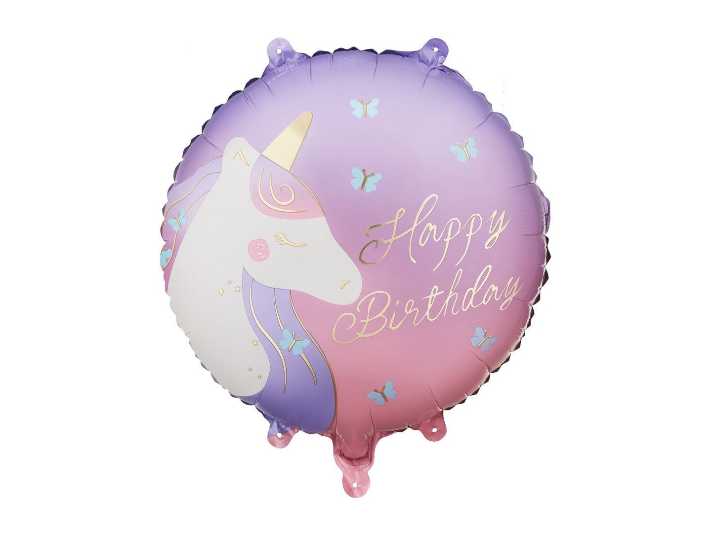 Folienballon Pastille Happy Birthday mit Einhorn, 35x35 cm, Mix