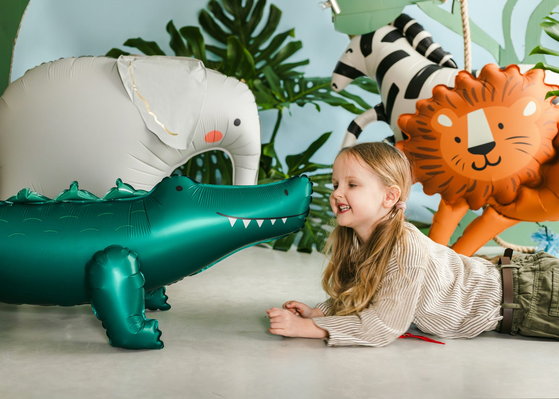 Stehender Folienballon Krokodil, 126x36 cm, Mix
