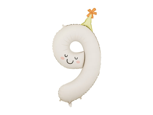 Folienballon Zahl ''9'', 86 cm, creme