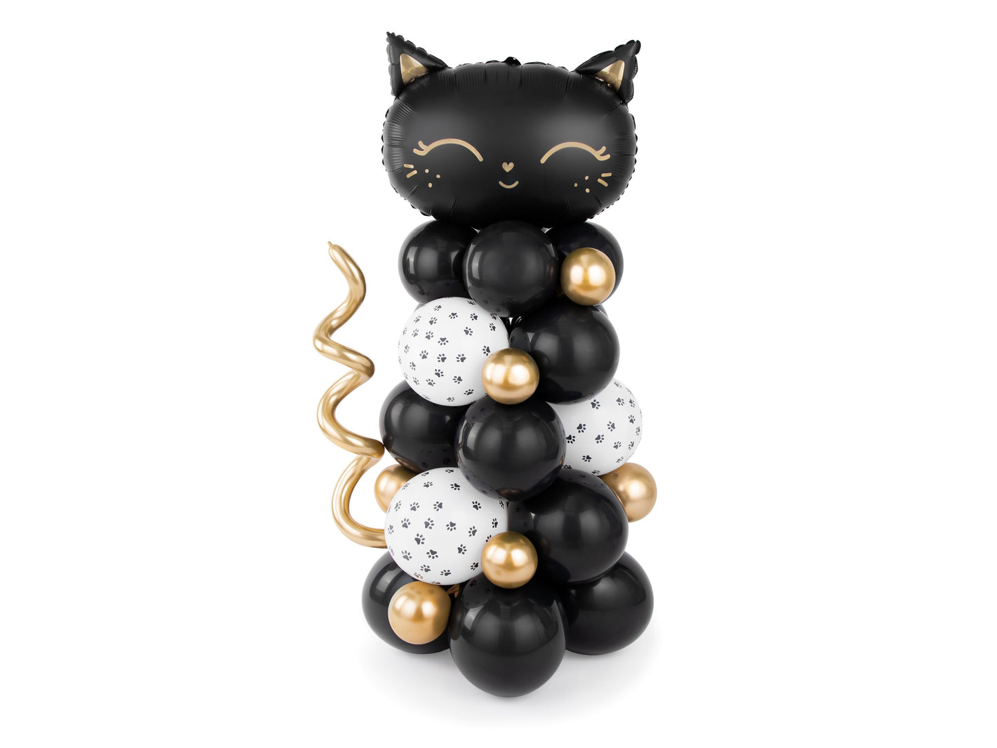 Strauss mit Luftballons - Katze, schwarz, 83x140cm