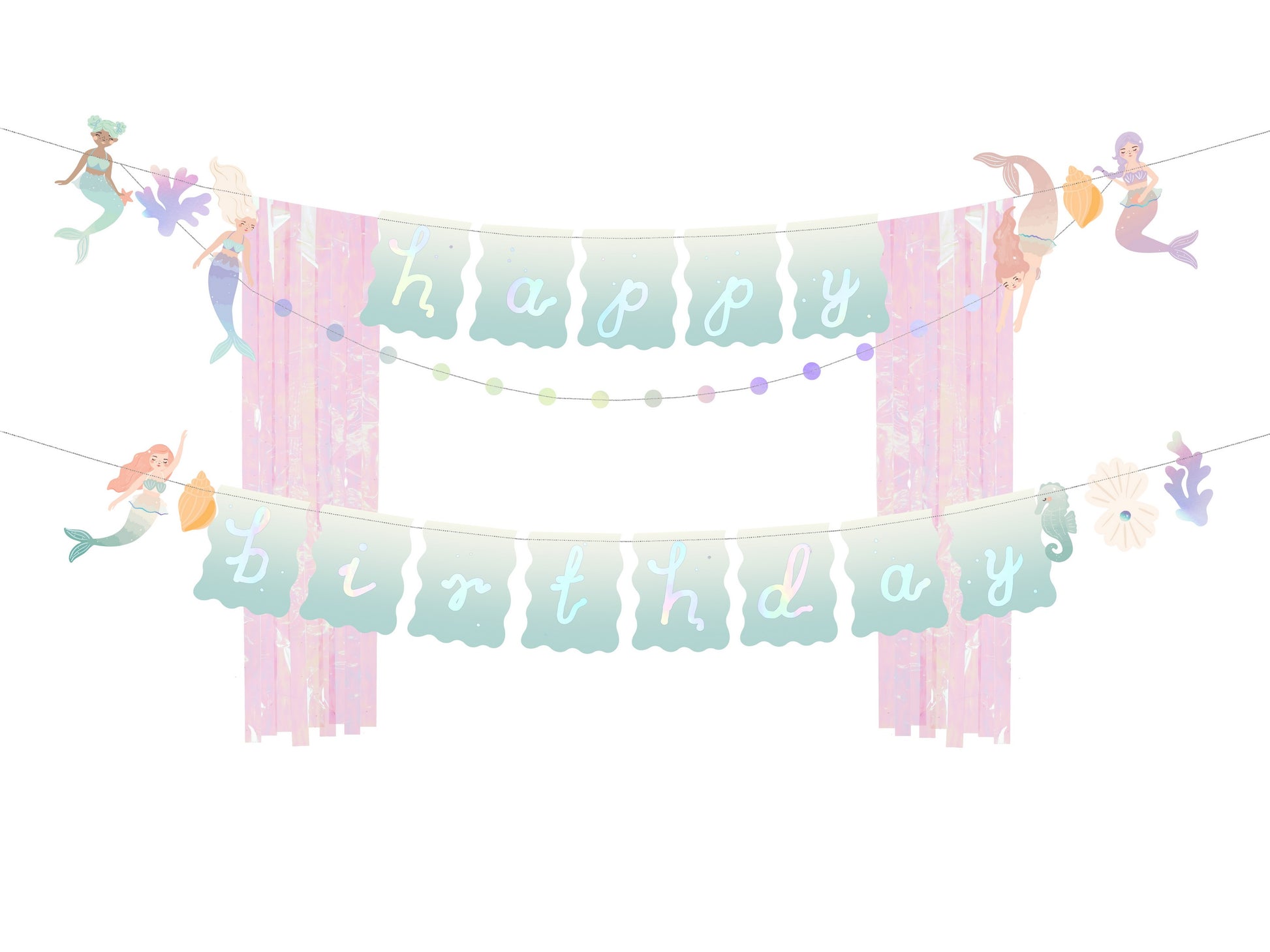 Banner Happy Birthday Meerjungfrau, 130x100cm, Mix
