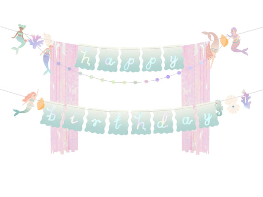 Banner Happy Birthday Meerjungfrau, 130x100cm, Mix