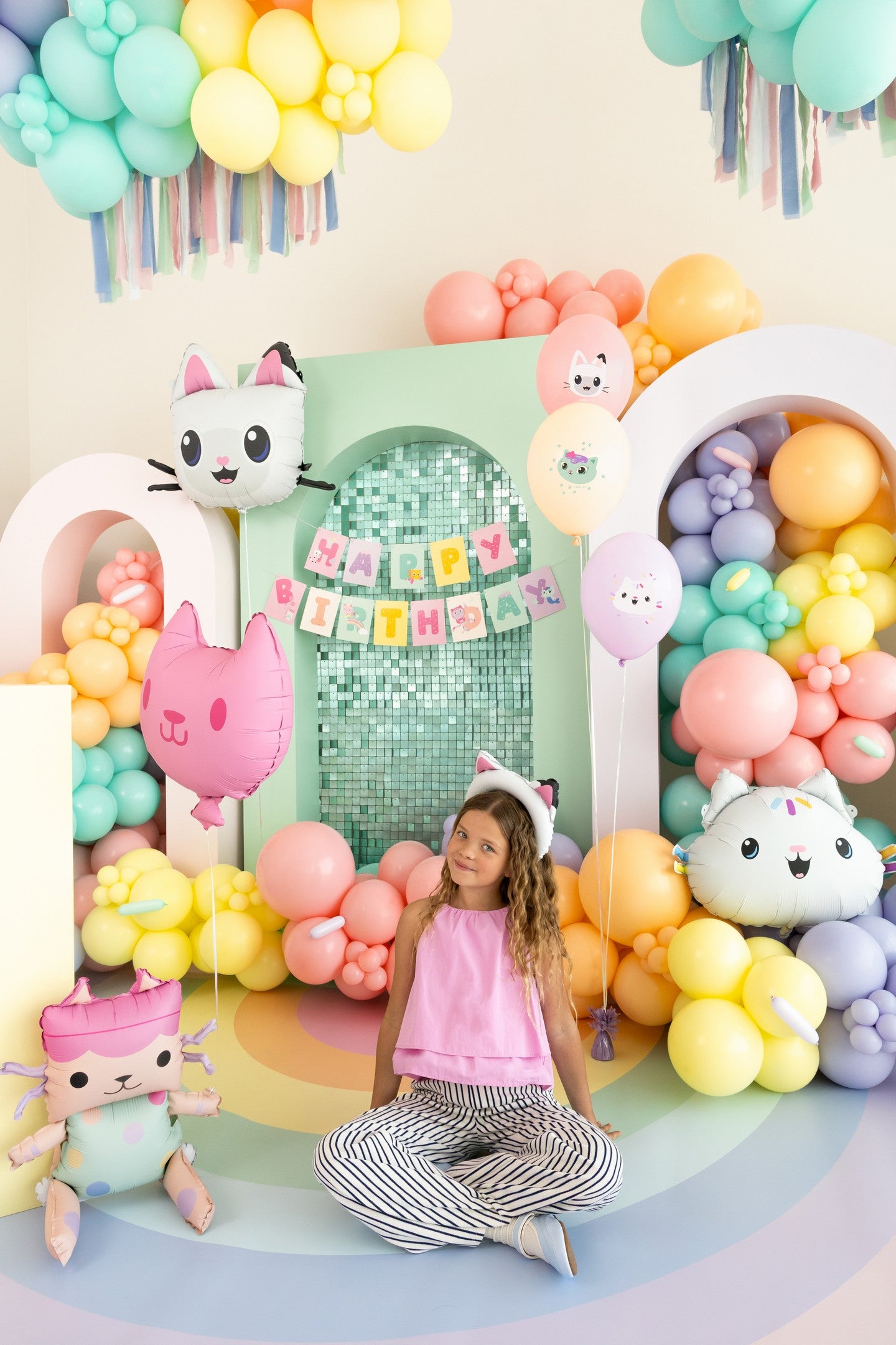 Banner Happy Birthday Gabby's Dollhouse, 180 x 15 cm, sortiert