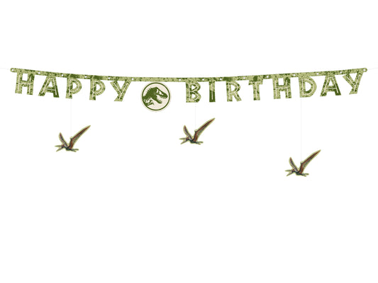 Happy Birthday Banner Jurassic World, 45x165 cm, Mix