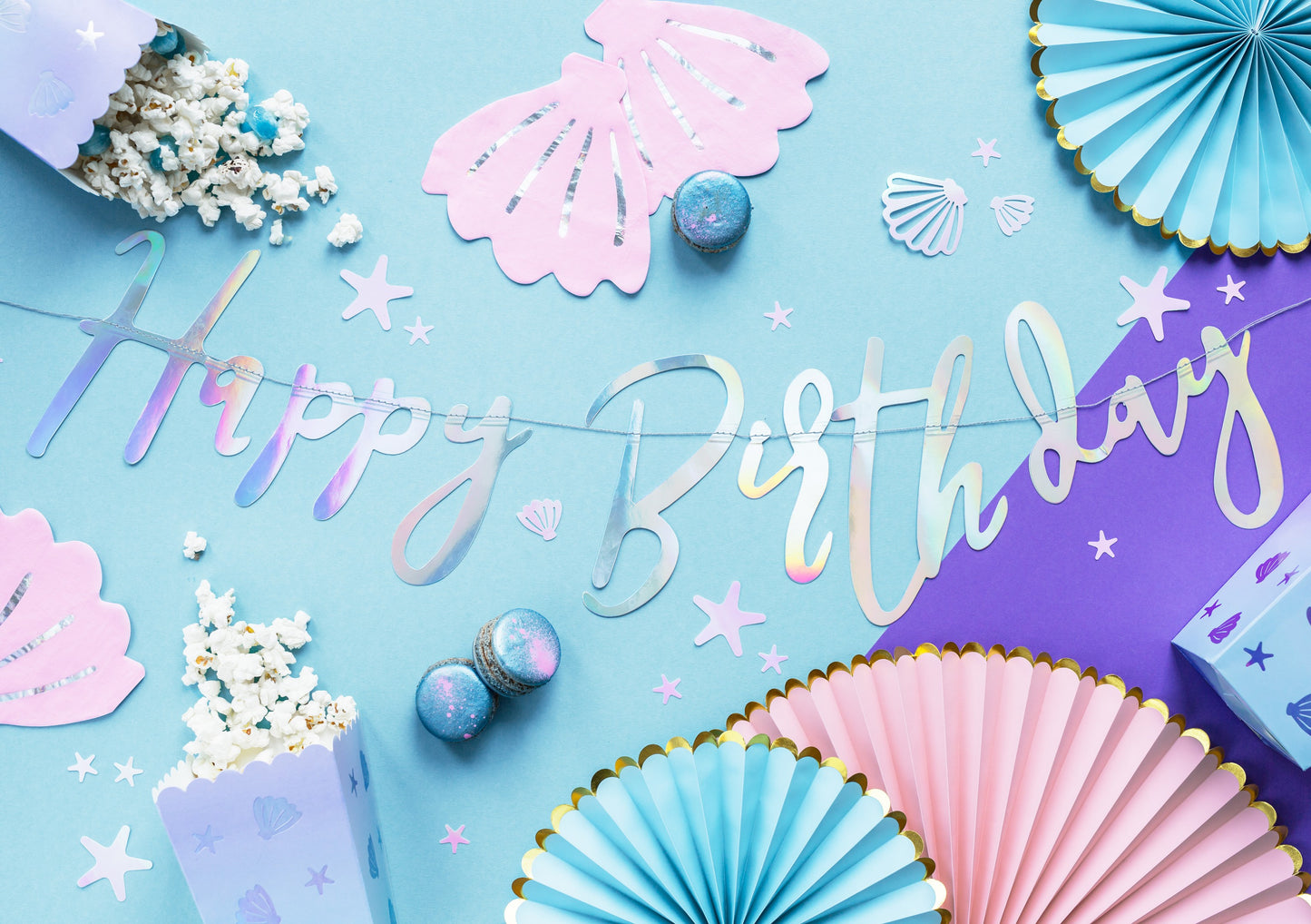 Banner Happy Birthday, schillernd, 16,5x62cm