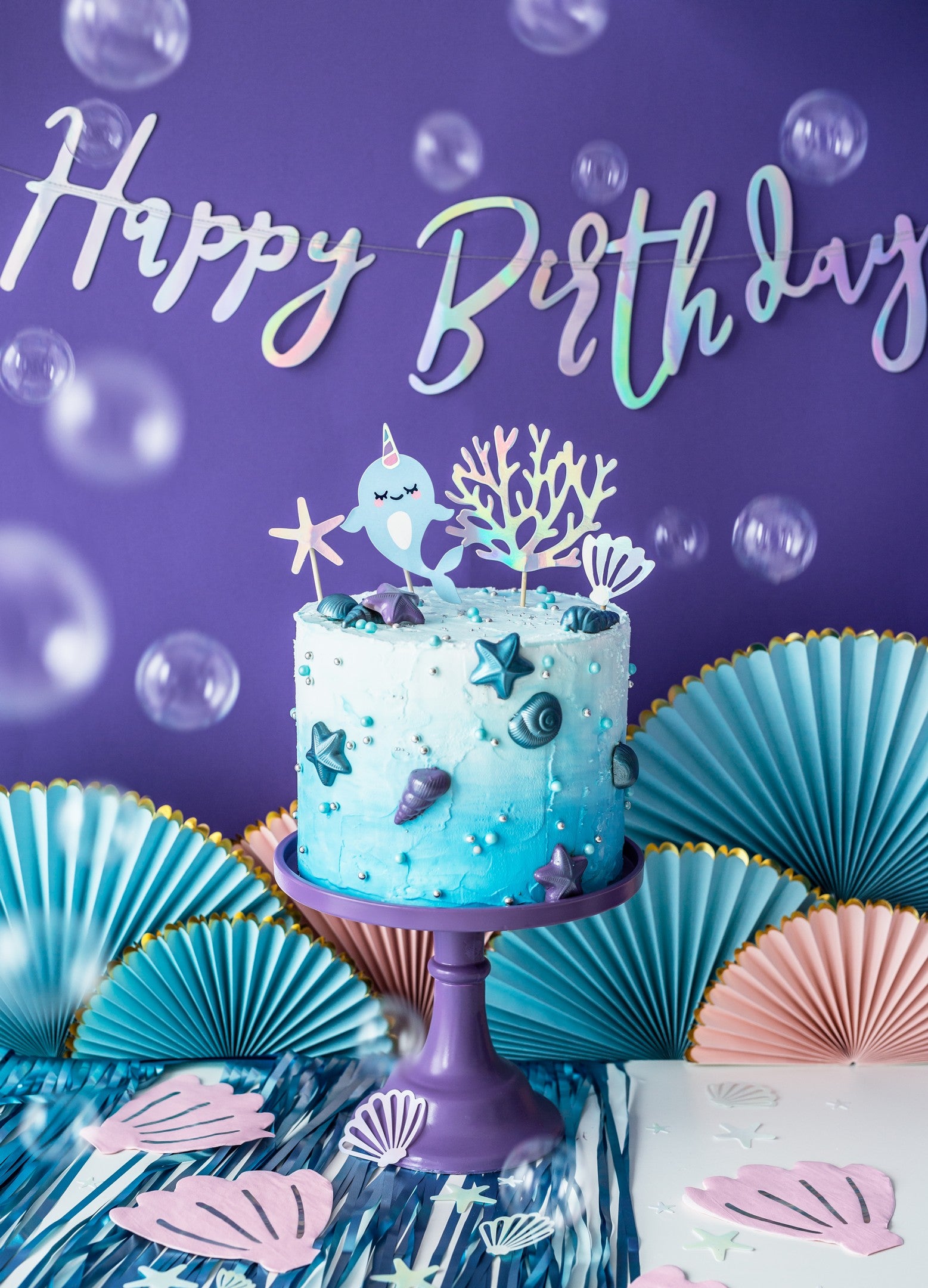 Banner Happy Birthday, schillernd, 16,5x62cm