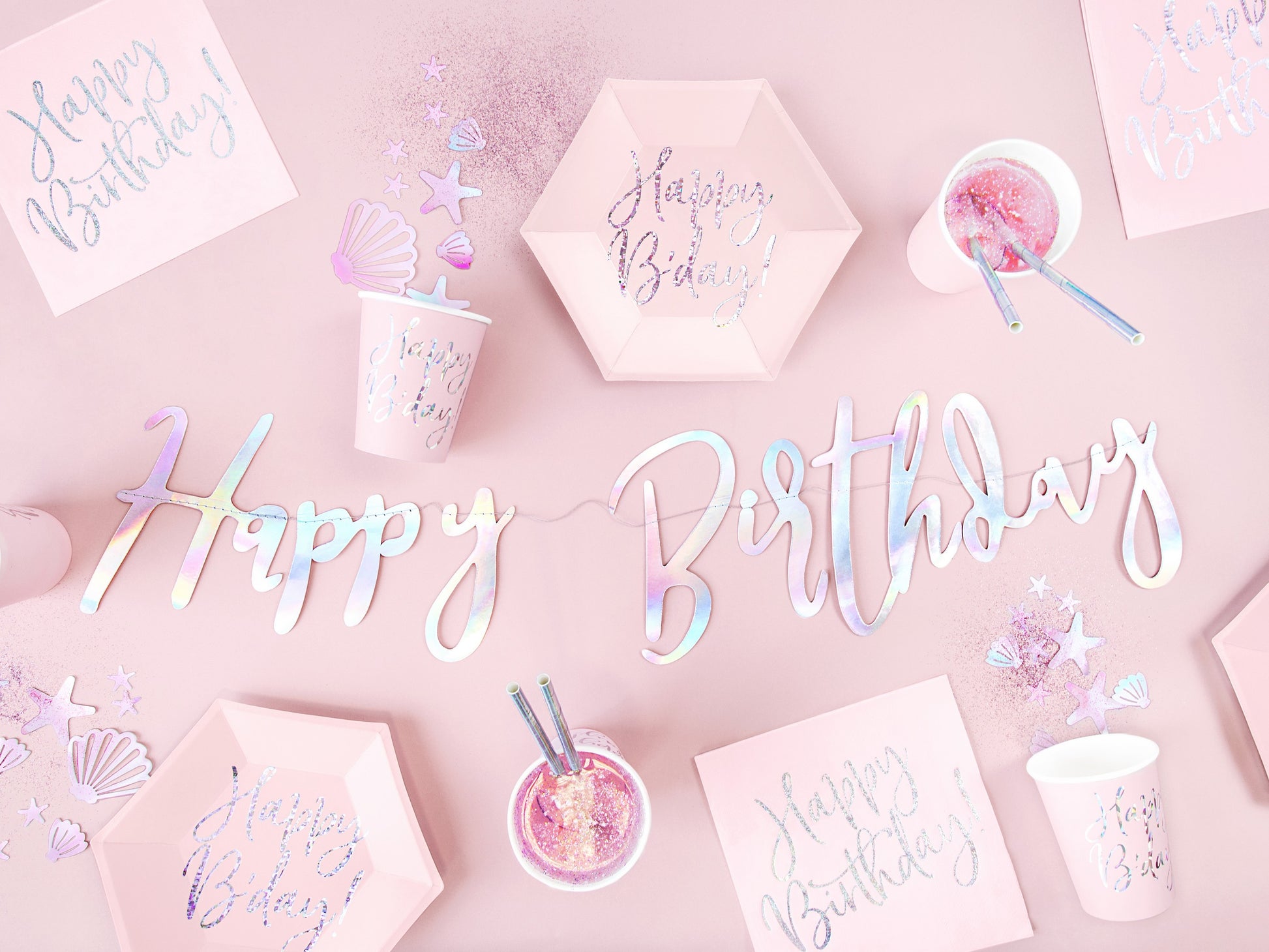 Banner Happy Birthday, schillernd, 16,5x62cm