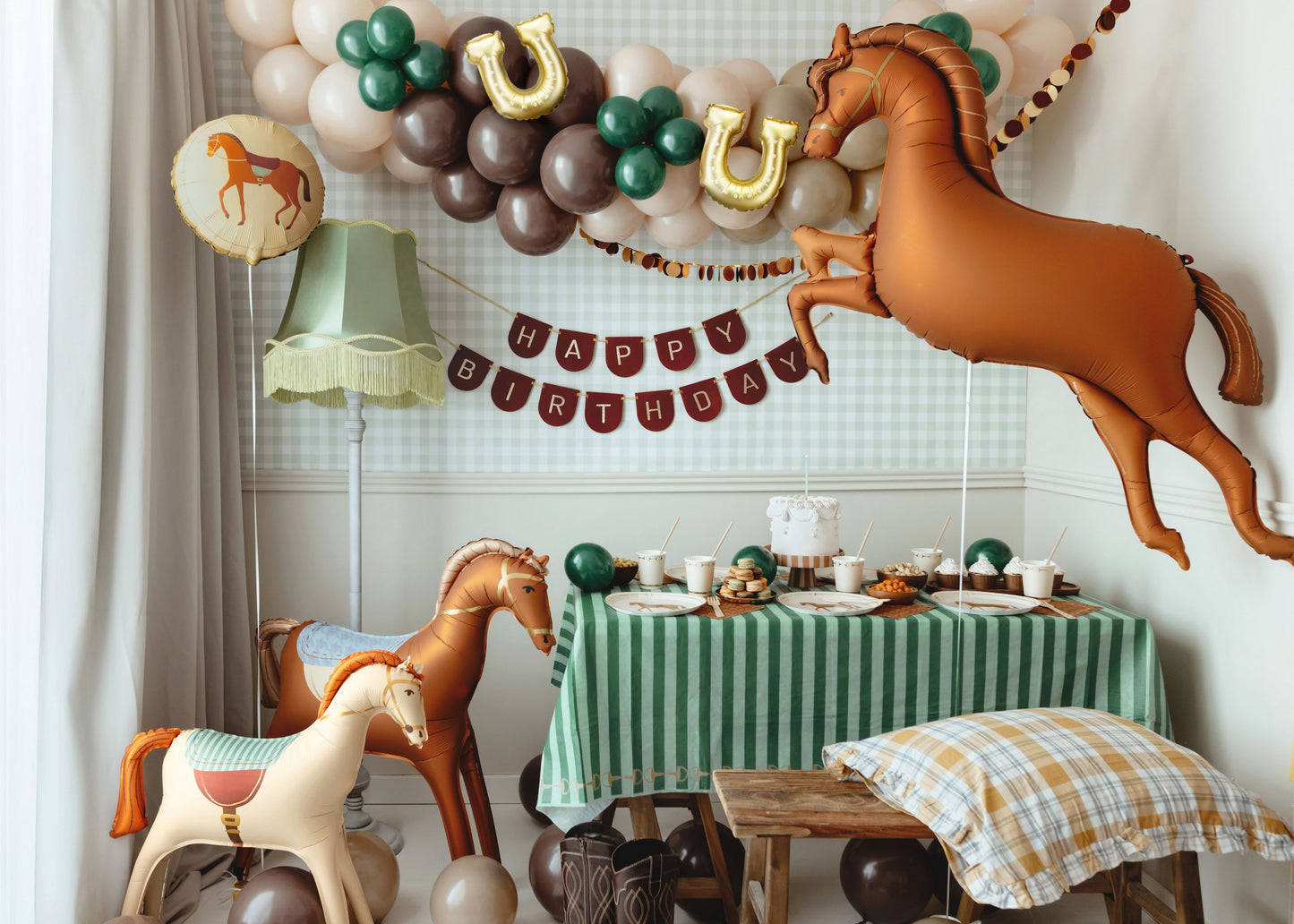 Filzbanner, Happy Birthday, braun, 3 m