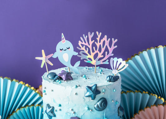 Caketopper Narwal, Mix, 10-15,5cm
