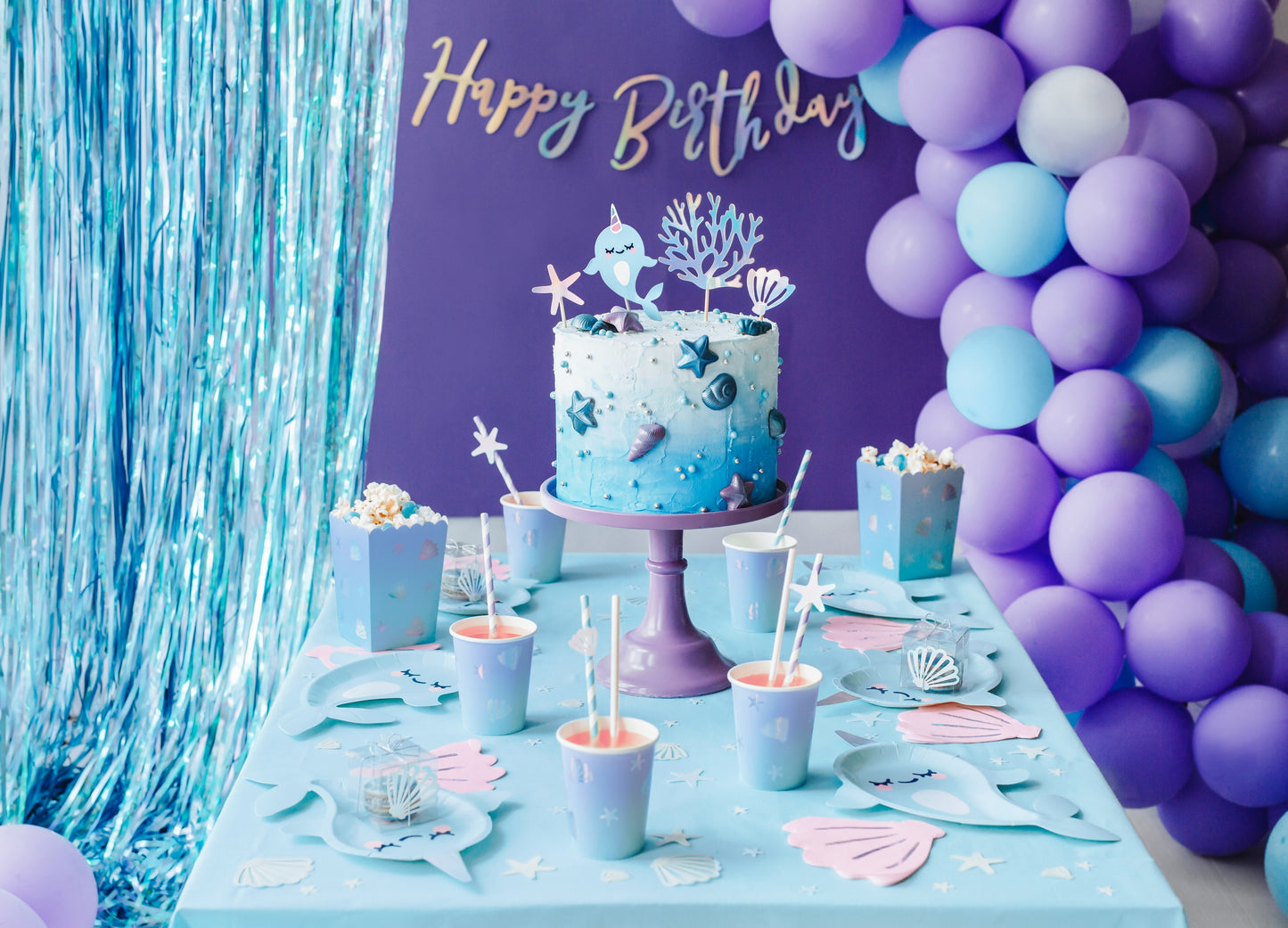 Caketopper Narwal, Mix, 10-15,5cm