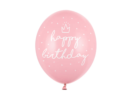 Balloons 30cm, happy birthday, P. Baby Pink (1 PU / 50 pcs.)