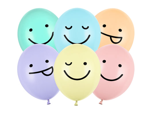 Balloons 30 cm, smiley faces, mix (1 PU / 6 pcs.)