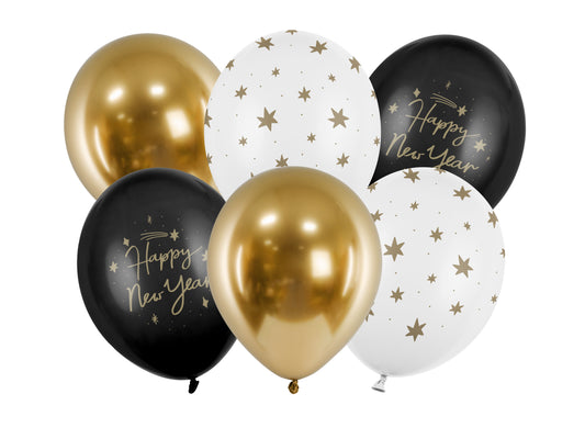 Balloons 30 cm, Happy New Year, mix (1 PU / 6 pcs.)