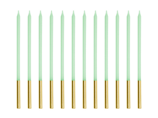 Birthday candles, smooth, light green, 14cm