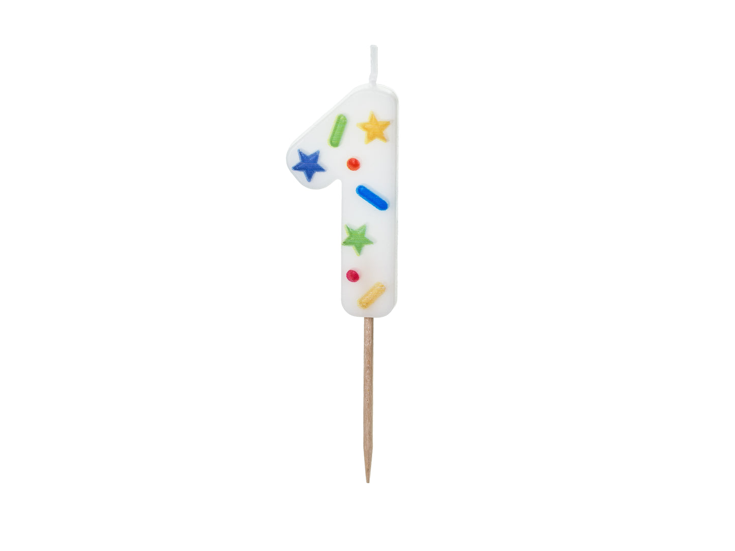 Geburtstagskerze Nummer '1', weisses Konfetti, 5,5 cm - Feuerwerk & Pyrotechnik