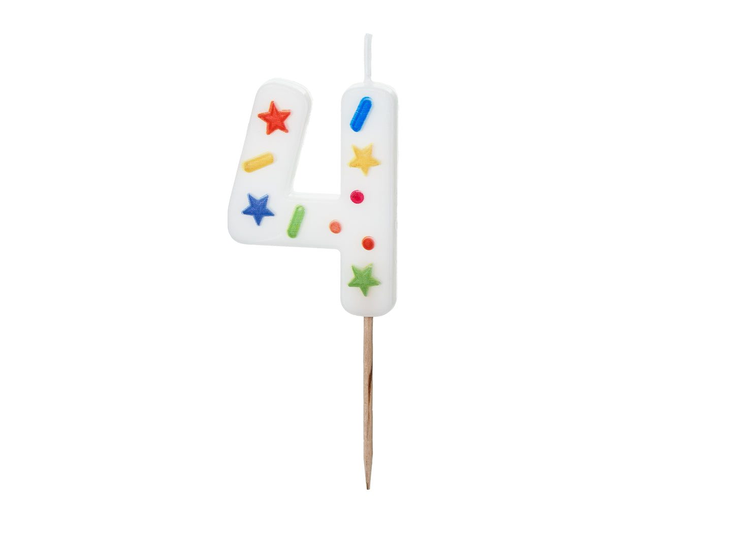 Geburtstagskerze Nummer '4', weisses Konfetti, 5,5 cm - Feuerwerk & Pyrotechnik