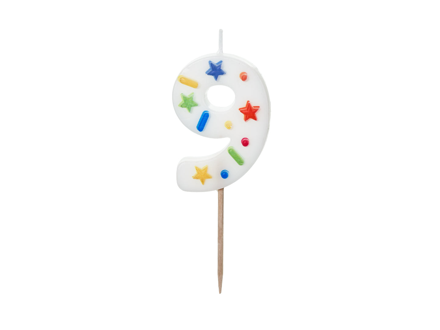 Geburtstagskerze Nummer '9', weisses Konfetti, 5,5 cm - Feuerwerk & Pyrotechnik