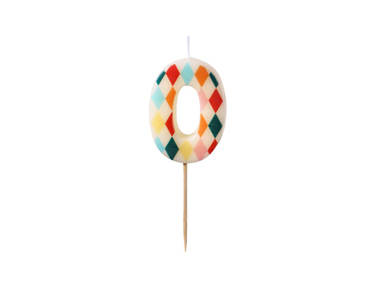 Geburtstagskerze Nummer 0 Rhombus, 5,5 cm, mix