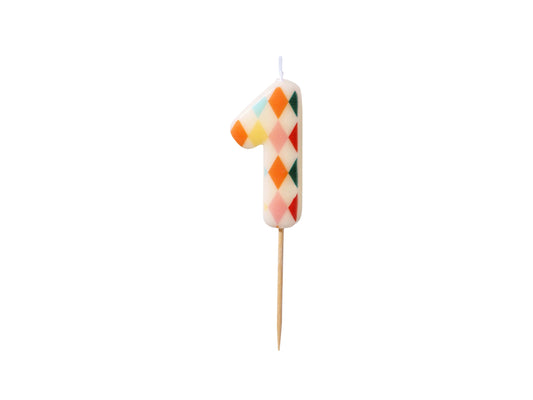 Geburtstagskerze Nummer 1 Rhombus, 5,5 cm, mix
