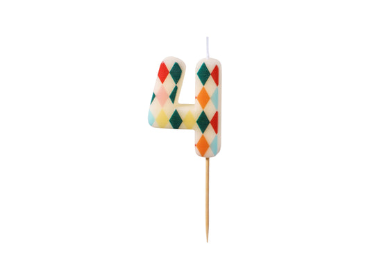 Geburtstagskerze Nummer 4 Rhombus, 5,5 cm, mix