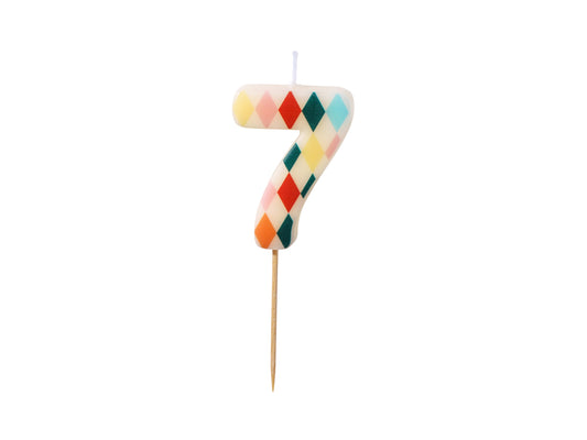 Geburtstagskerze Nummer 7 Rhombus, 5,5 cm, mix