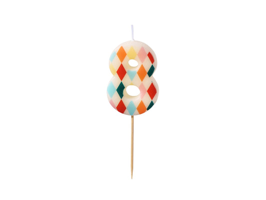 Geburtstagskerze Nummer 8 Rhombus, 5,5 cm, mix