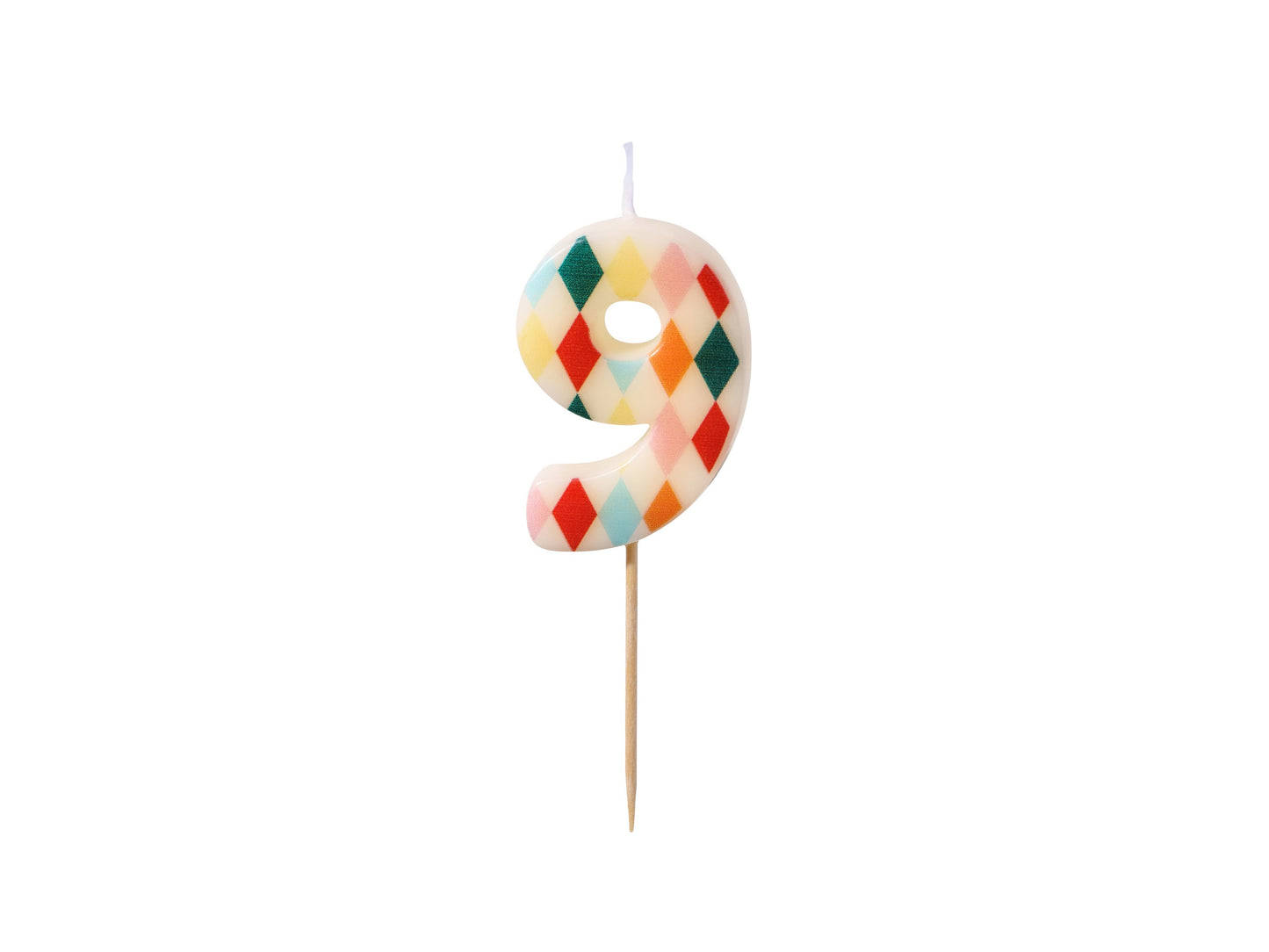 Geburtstagskerze Nummer 9 Rhombus, 5,5 cm, mix
