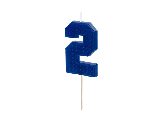 Geburtstagskerze Ziffer 2, 6 cm, Blau