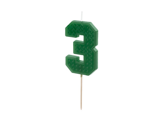 Geburtstagskerze Ziffer 3, 6 cm, Grün