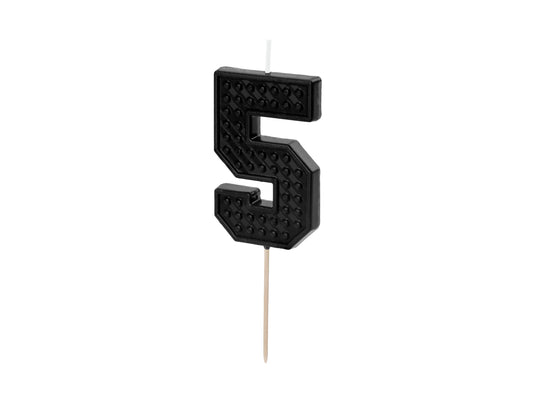 Geburtstagskerze Ziffer 5, 6 cm, Schwarz
