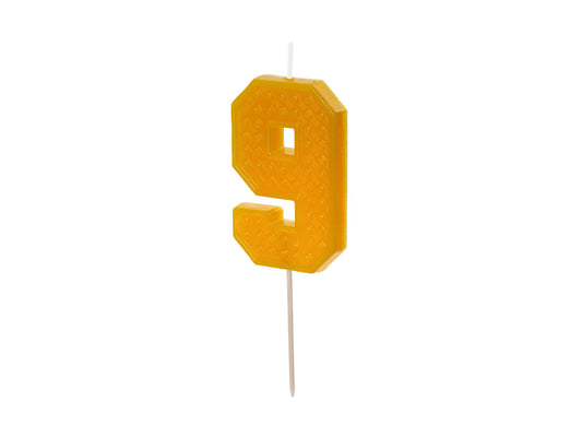 Geburtstagskerze Ziffer 9, 6 cm, Gelb