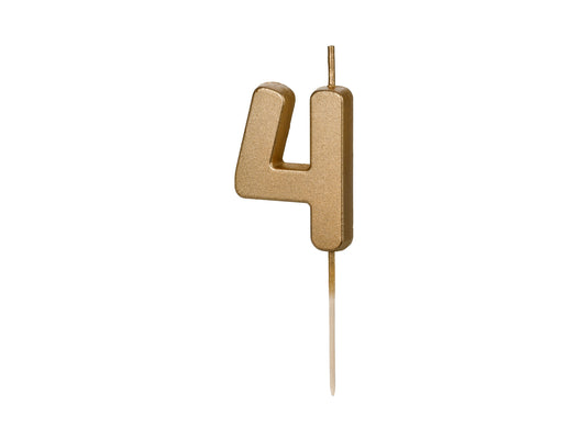 Geburtstagskerze Ziffer 4, 4.5 cm, Gold