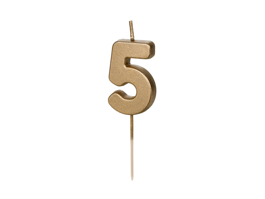 Geburtstagskerze Ziffer 5, 4.5 cm, Gold