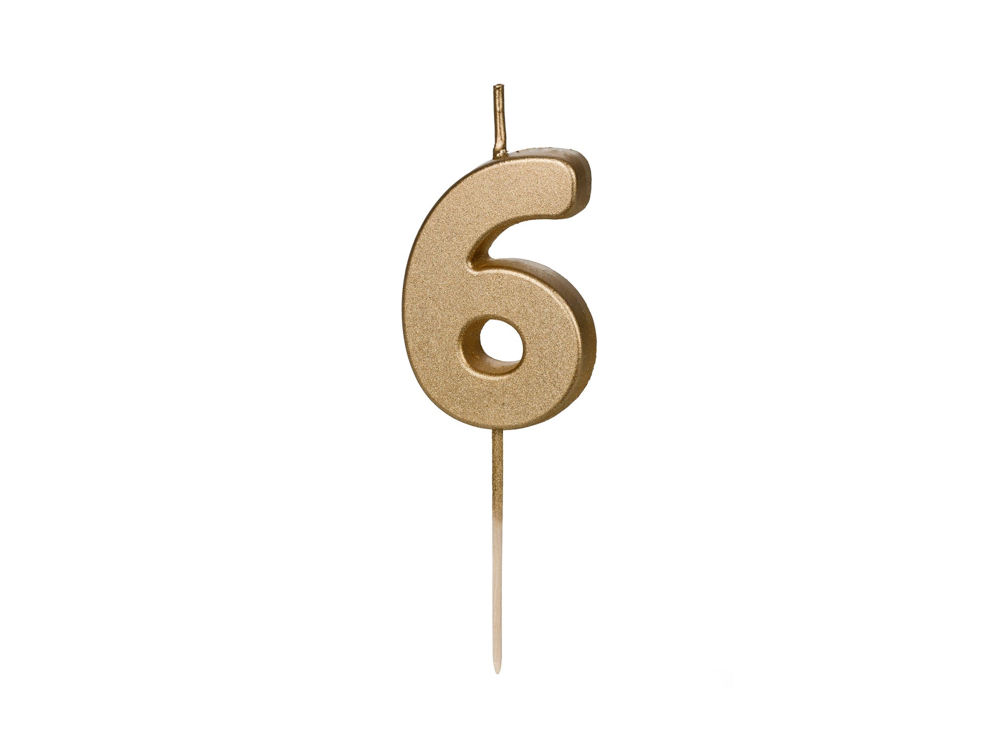 Geburtstagskerze Ziffer 6, 4.5 cm, Gold